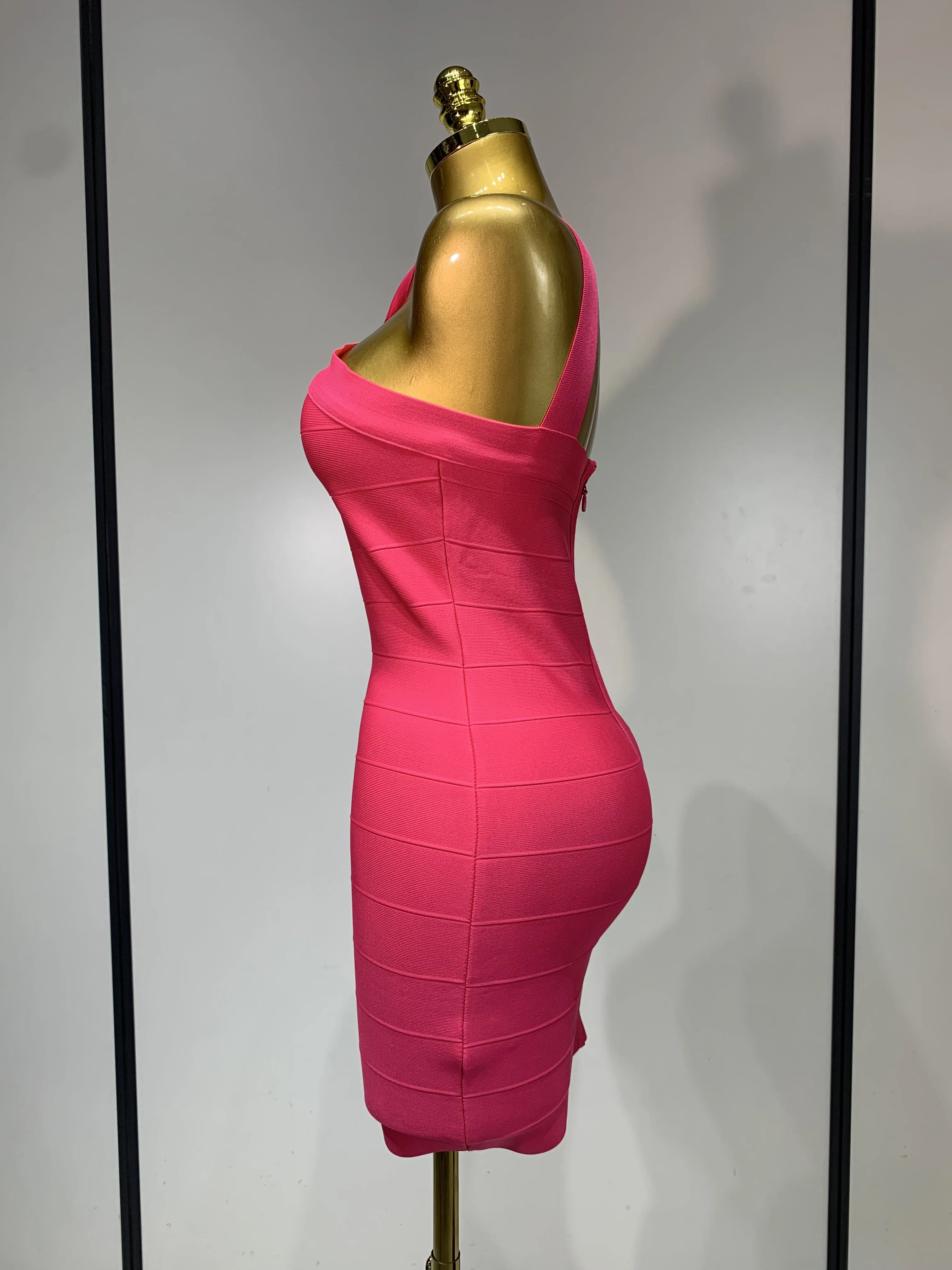 Women Sexy Backless Pink Bodycon Mini Bandage Dresses Elegant Evening Party Luxury Birthday Nightclub Cocktail Prom Gown