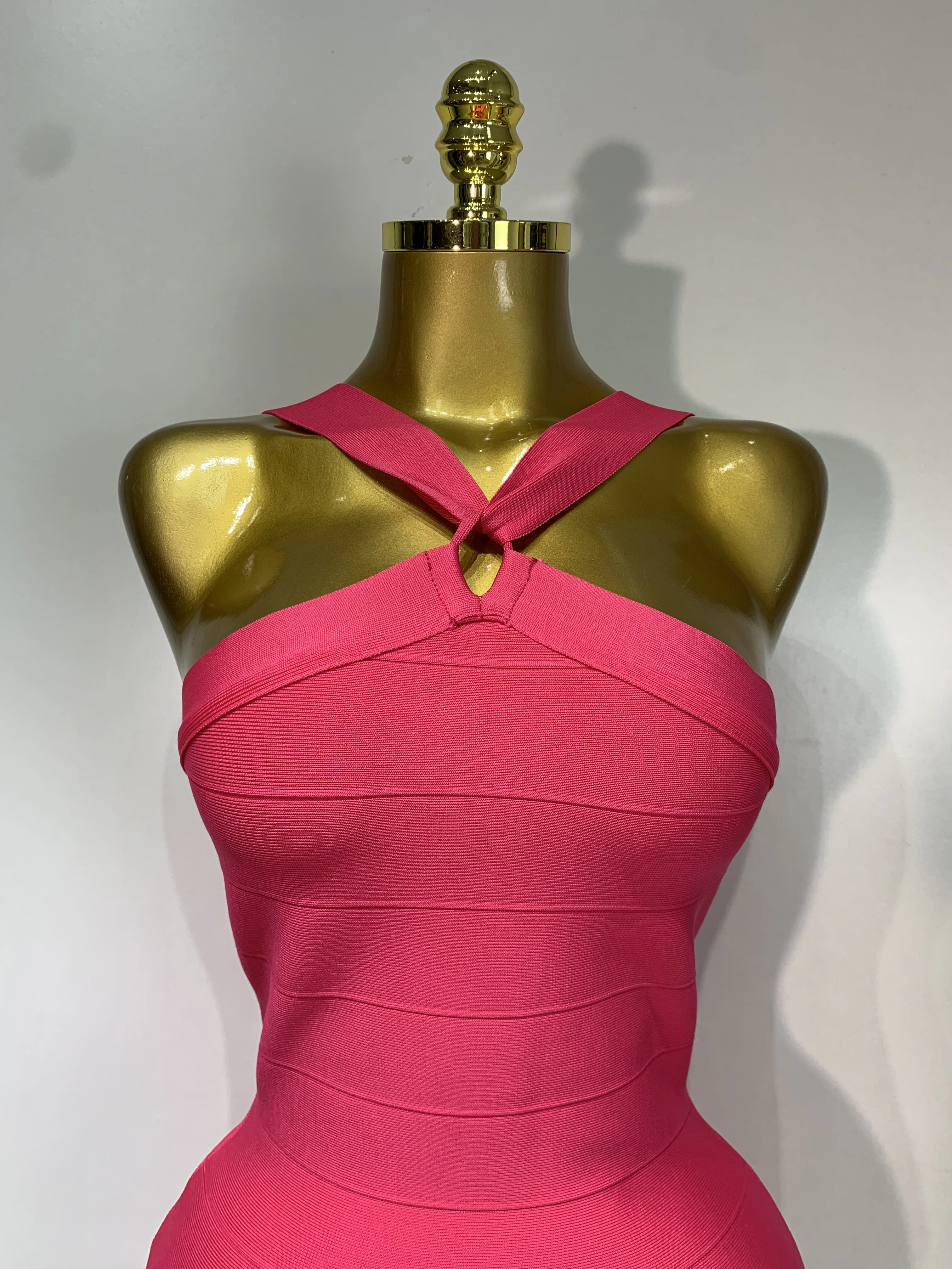 Women Sexy Backless Pink Bodycon Mini Bandage Dresses Elegant Evening Party Luxury Birthday Nightclub Cocktail Prom Gown