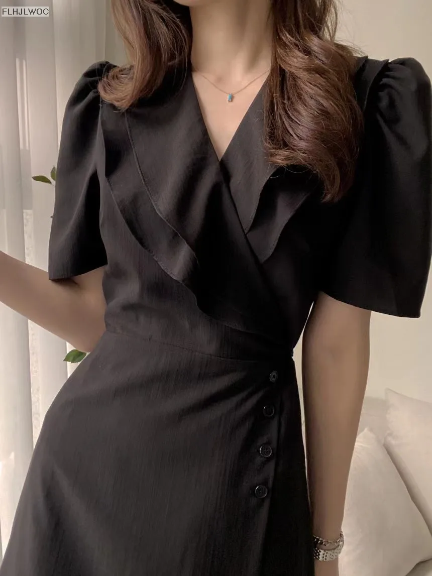 South Korea Chic Midi Dress Women Summer Japan Style Retro Vintage Design Ruffles Pink One-Piece Lace-Up Dress FLHJLWOC Vestidos