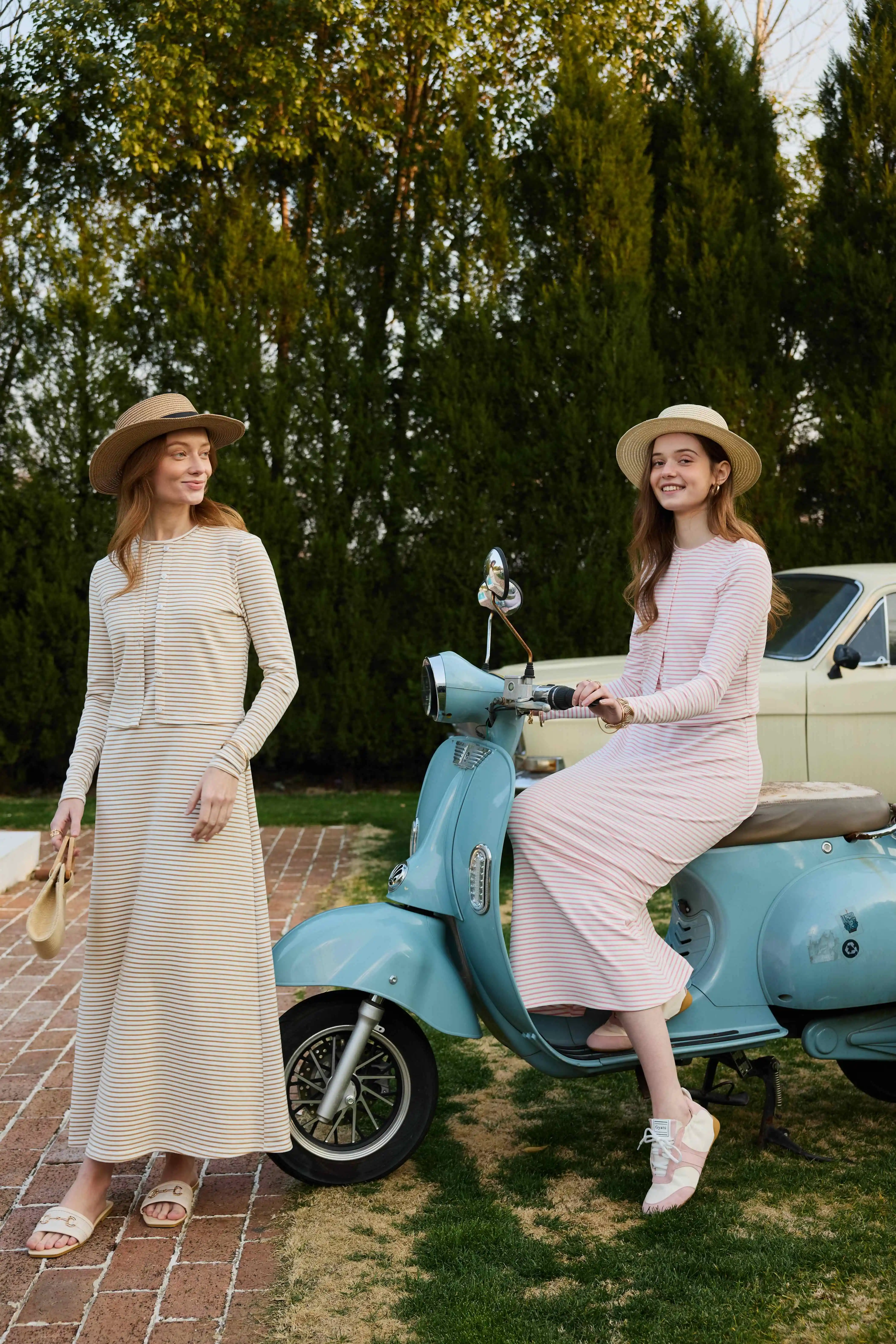AP SS2026 Women's Dress Striped Cardigan and Dress Soft Three Color Options Fashionable Women's Outfit