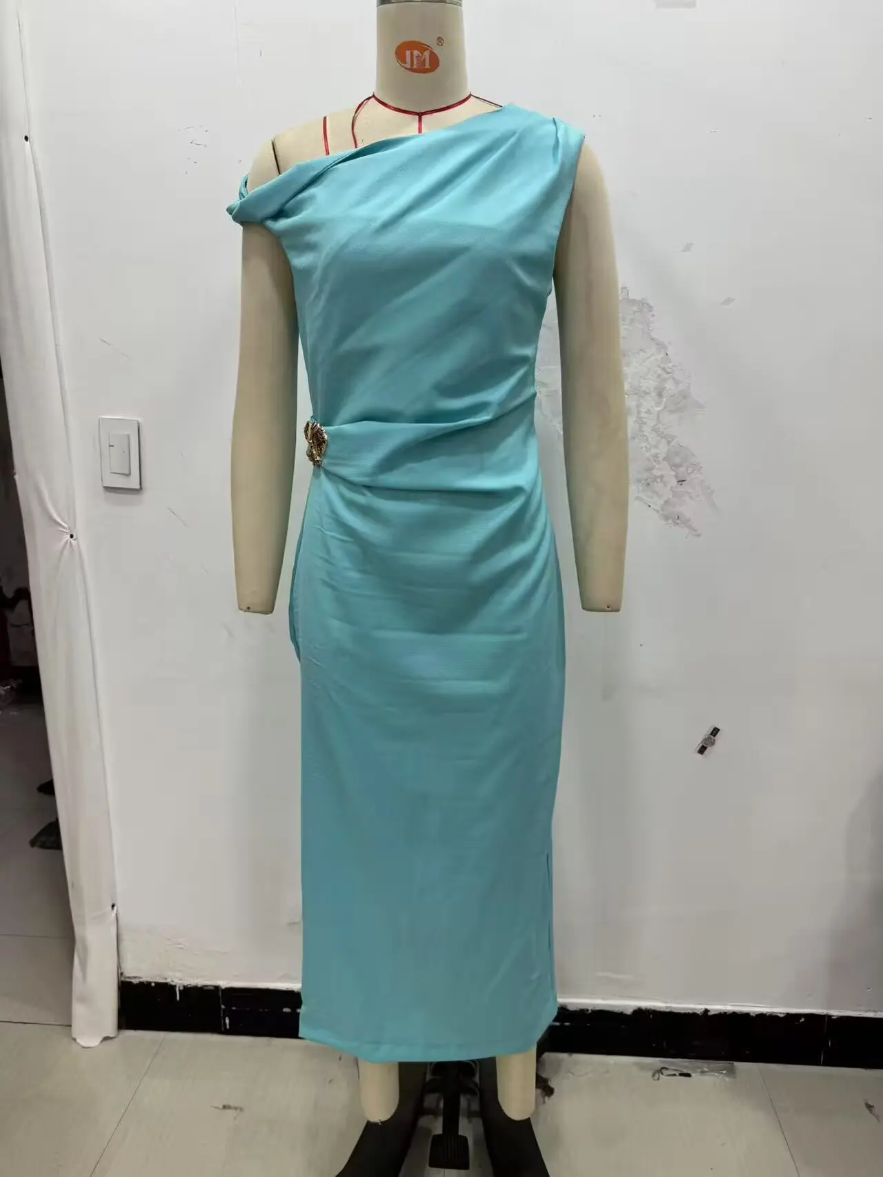 HH Woman's Summer Sexy Fashion Long Dress Solid Sleeveless Asymmetry Dresses Female Holiday Style Slit Slim Chic Dress