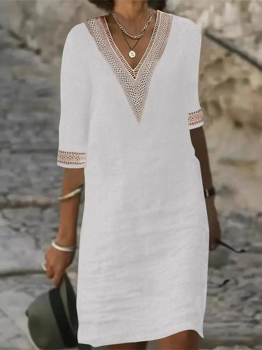 Casual Fashion Clothes Elegant Cotton Linen Dress for Women Summer Dress Women Clothing Vintage Streetwear Ethnic Style Y2k