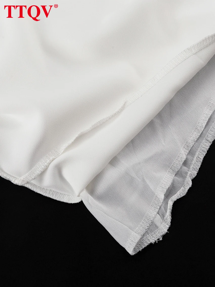 TTQV Summer Slim White Women's Dress 2025 Fashion V-Neck Short Sleeve Midi Dresses Elegant Classic High Waist Female Dress