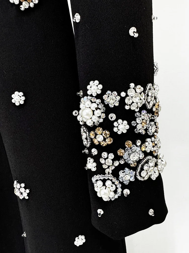HIGH STREET Newest Fashion 2026 Designer Party Vestido Women's Formal Long Sleeve Luxurious Beaded Long Maxi Dress