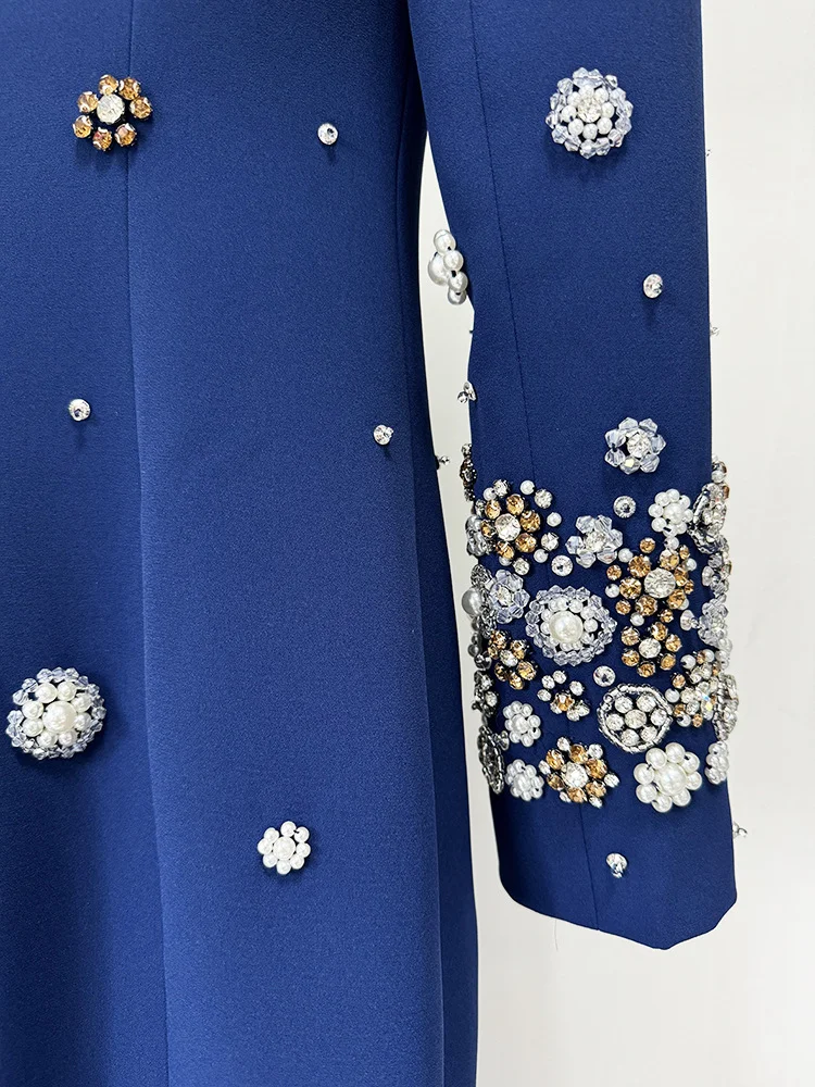HIGH STREET Newest Fashion 2026 Designer Party Vestido Women's Formal Long Sleeve Luxurious Beaded Long Maxi Dress