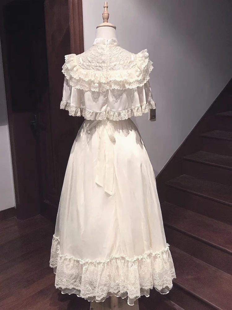 2026 Autumn New Women's Midi Dress French Vintage Lace Evening Gown Romantic Fairy Princess Style Elegant Party Formal Wear