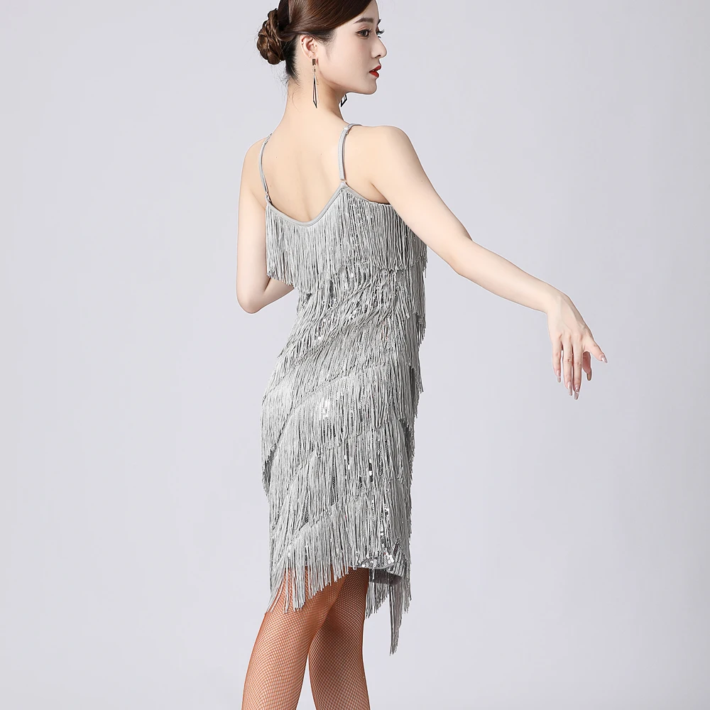 Women 1920s Vintage Great Gatsby Party Sequin Dress Sexy V-Neck Summer Cami Dress Gold Fringe Dress Vestidos Flapper Costumes