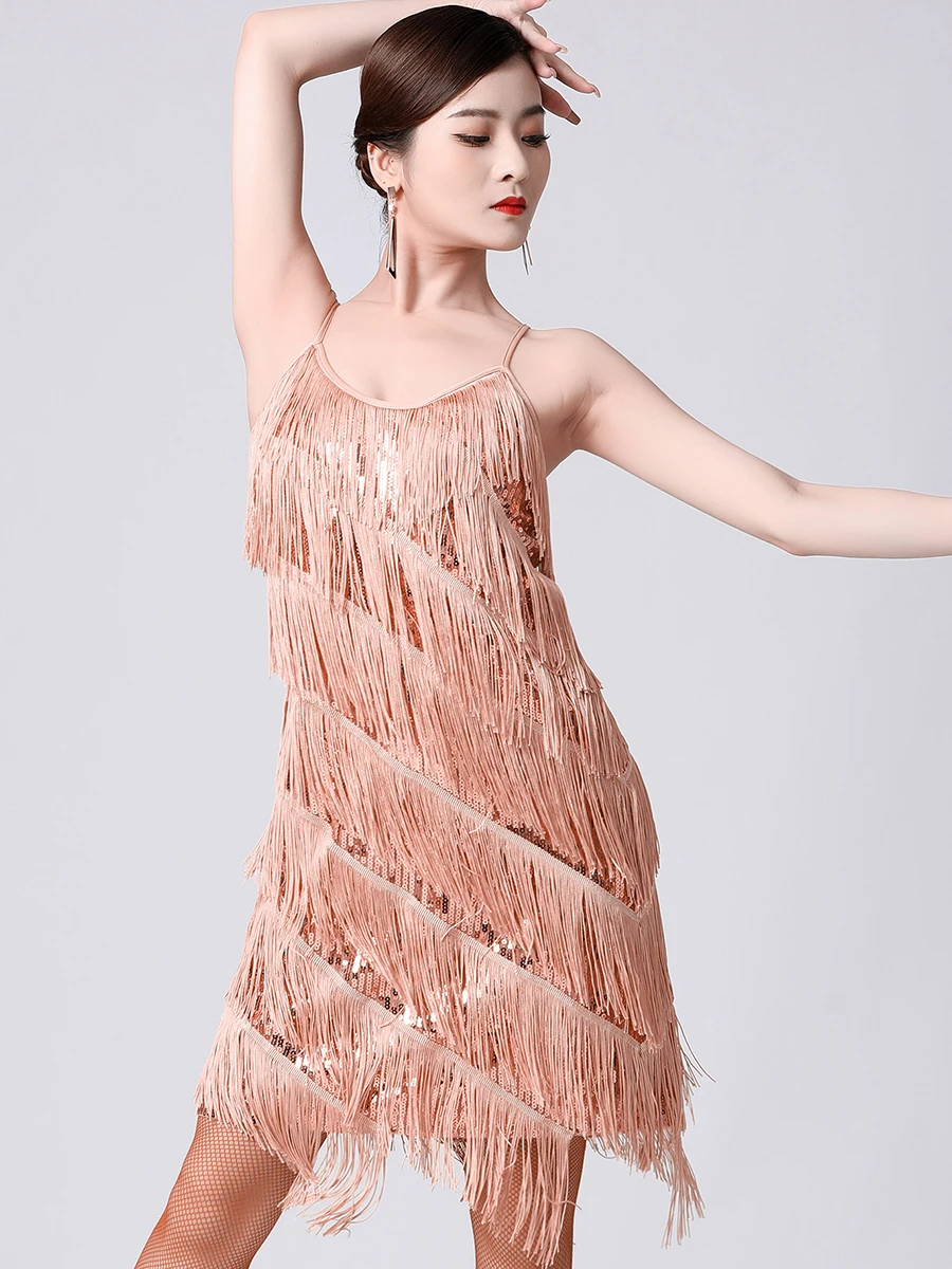 Women 1920s Vintage Great Gatsby Party Sequin Dress Sexy V-Neck Summer Cami Dress Gold Fringe Dress Vestidos Flapper Costumes