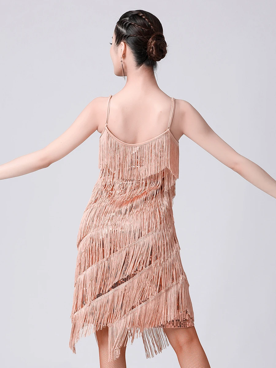 Women 1920s Vintage Great Gatsby Party Sequin Dress Sexy V-Neck Summer Cami Dress Gold Fringe Dress Vestidos Flapper Costumes