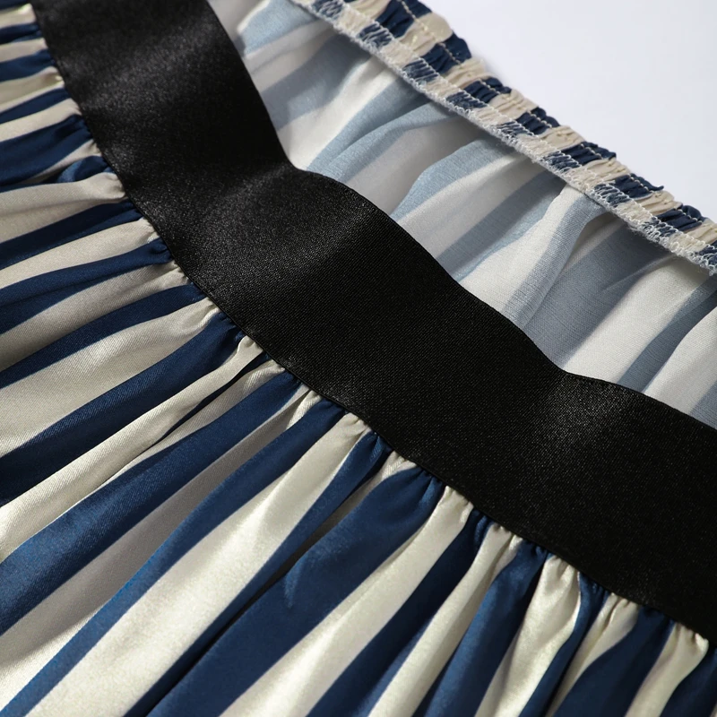 Fashion Stripe Capelet Strapless Dress Set Women's Detachable Shawl Loose Maxi Dresses 2026 Summer New Lady Casual Streetwear