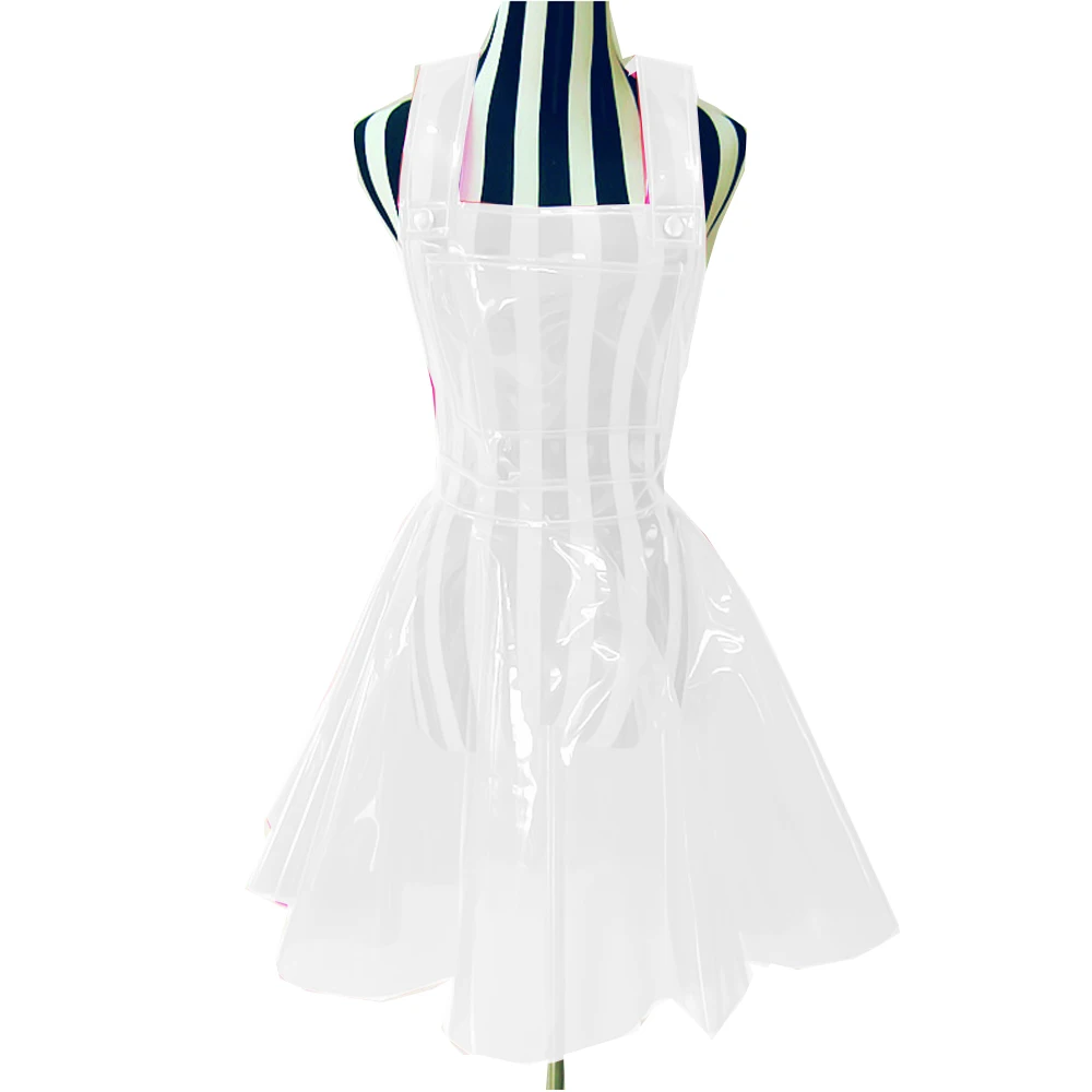 Women Plastic PVC Dress See Through A Line Transparent PVC Clear Dress Waterproof Dress Sexy Costume Gothic Sheer dress S-7XL