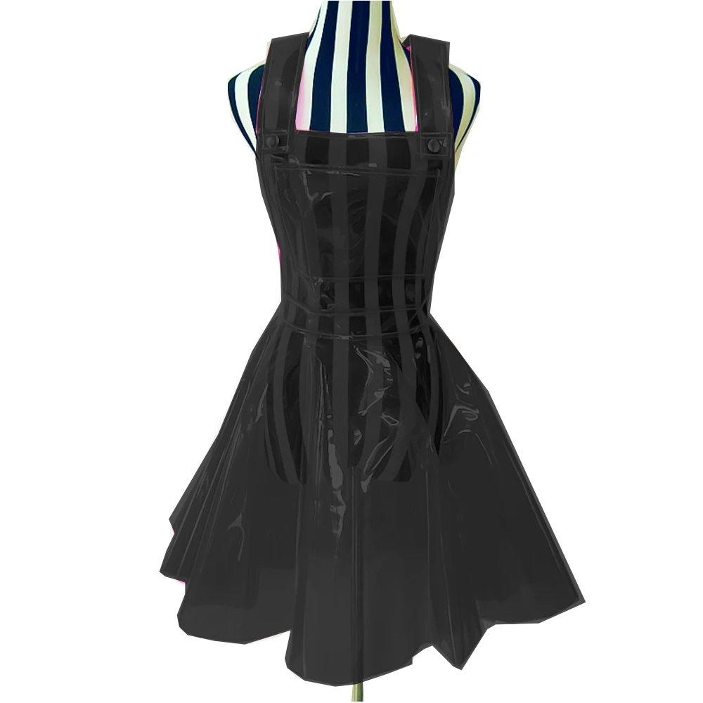 Women Plastic PVC Dress See Through A Line Transparent PVC Clear Dress Waterproof Dress Sexy Costume Gothic Sheer dress S-7XL