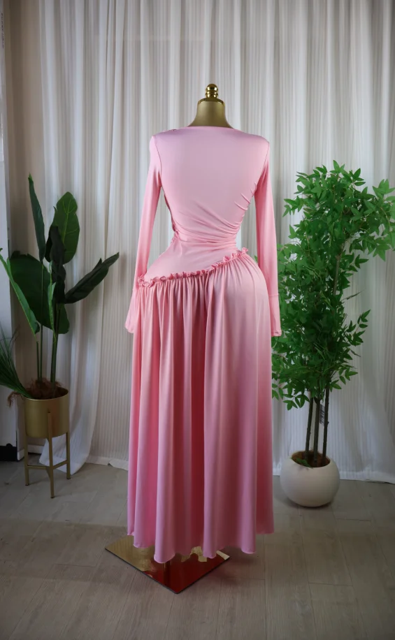 CM.YAYA Women Full Sleeve O-neck Elegant Long Dress Edible Tree Fungus Sweet Holiday Beach Evening Sexy Party Dresses Vestidos