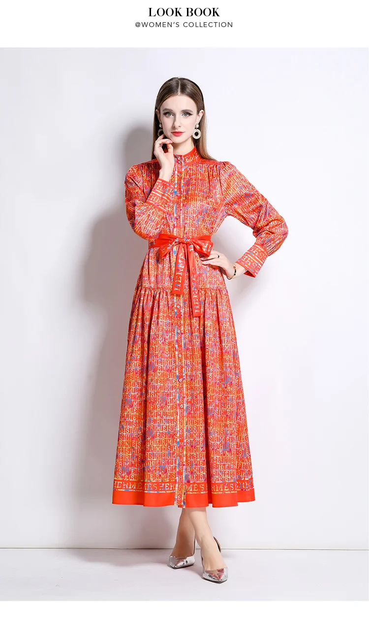 AIMEILI Women Autumn Elegant Dress Shirt Female High Quality Vintage Yellow Party Robe Femme Lantern Sleeve Designer Vestidos