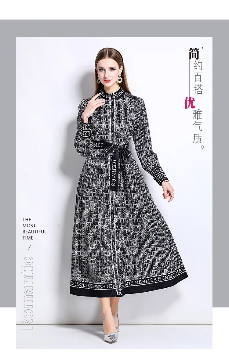 AIMEILI Women Autumn Elegant Dress Shirt Female High Quality Vintage Yellow Party Robe Femme Lantern Sleeve Designer Vestidos