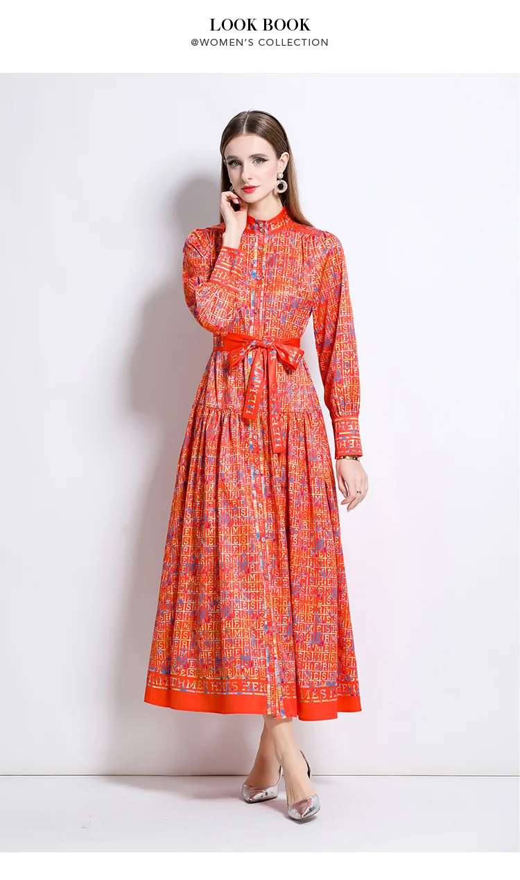AIMEILI Women Autumn Elegant Dress Shirt Female High Quality Vintage Yellow Party Robe Femme Lantern Sleeve Designer Vestidos