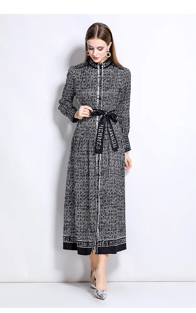 AIMEILI Women Autumn Elegant Dress Shirt Female High Quality Vintage Yellow Party Robe Femme Lantern Sleeve Designer Vestidos
