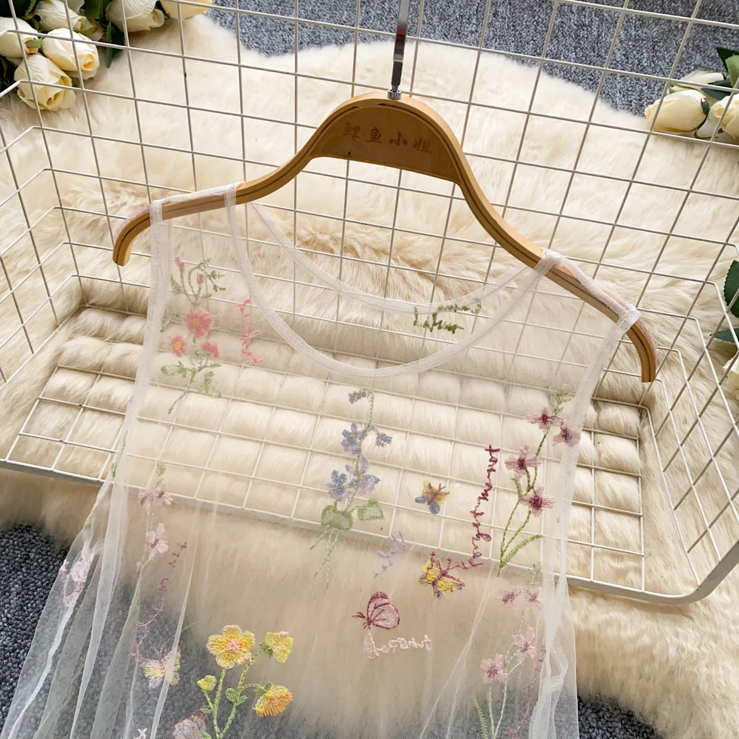 SINGREINY Holiday Floral Embroidery Long Dress 2026 Women O Neck Sleeveless Loose Irregular Summer French Mesh Bohemian Sundress