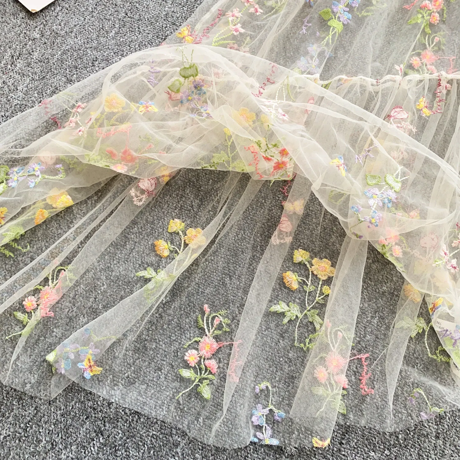 SINGREINY Holiday Floral Embroidery Long Dress 2026 Women O Neck Sleeveless Loose Irregular Summer French Mesh Bohemian Sundress