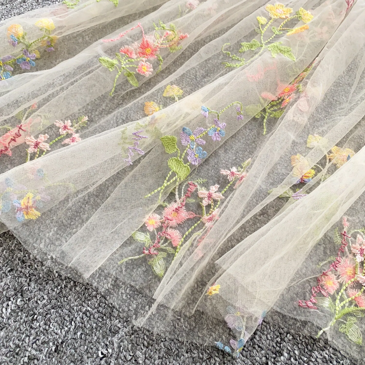 SINGREINY Holiday Floral Embroidery Long Dress 2026 Women O Neck Sleeveless Loose Irregular Summer French Mesh Bohemian Sundress