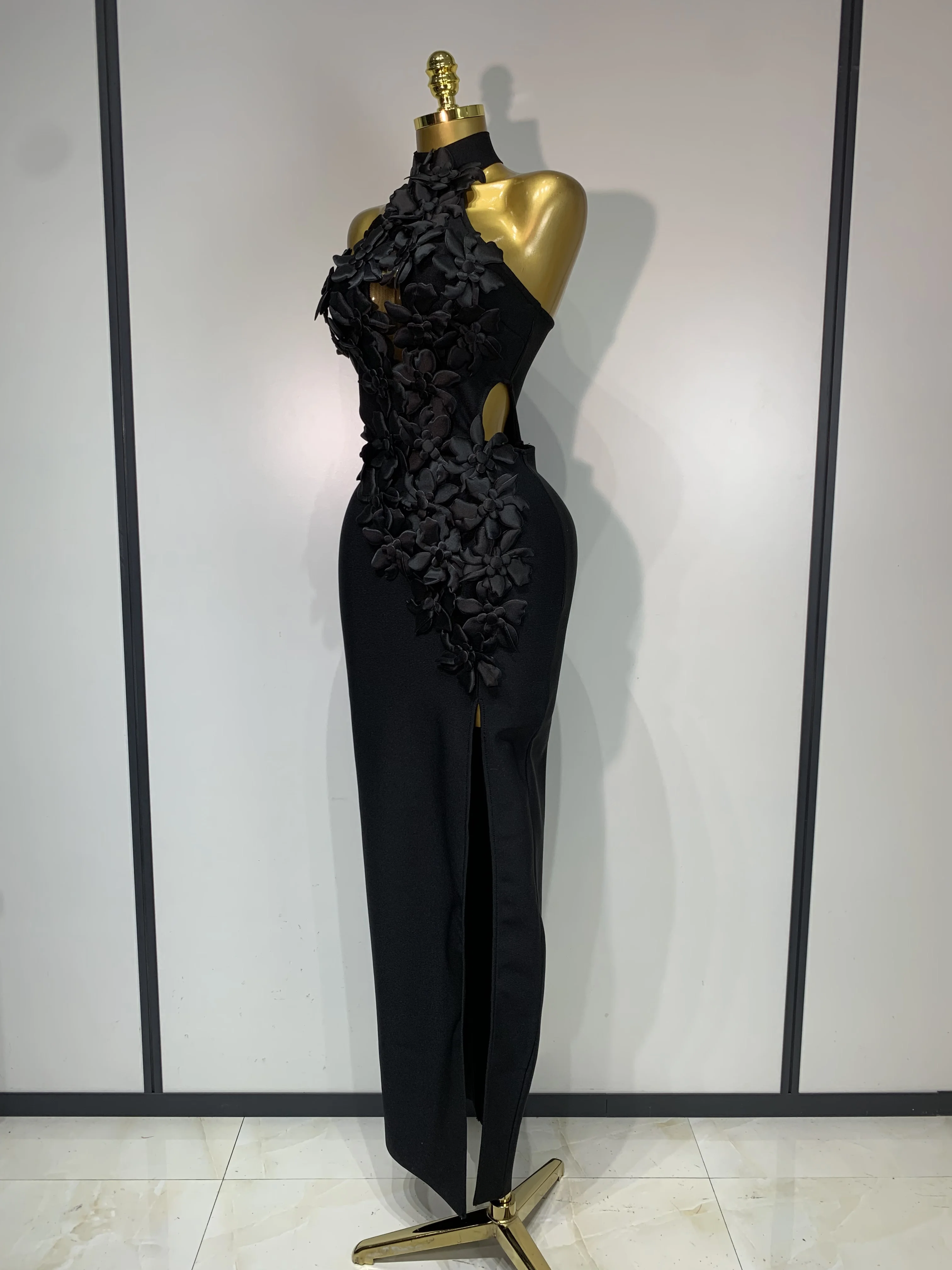 Women Sexy Sleeveless Flower Hollow Out Evening Party Bandage Dresses Red Knitted Bodycon Birthday Wedding Guest Clothing
