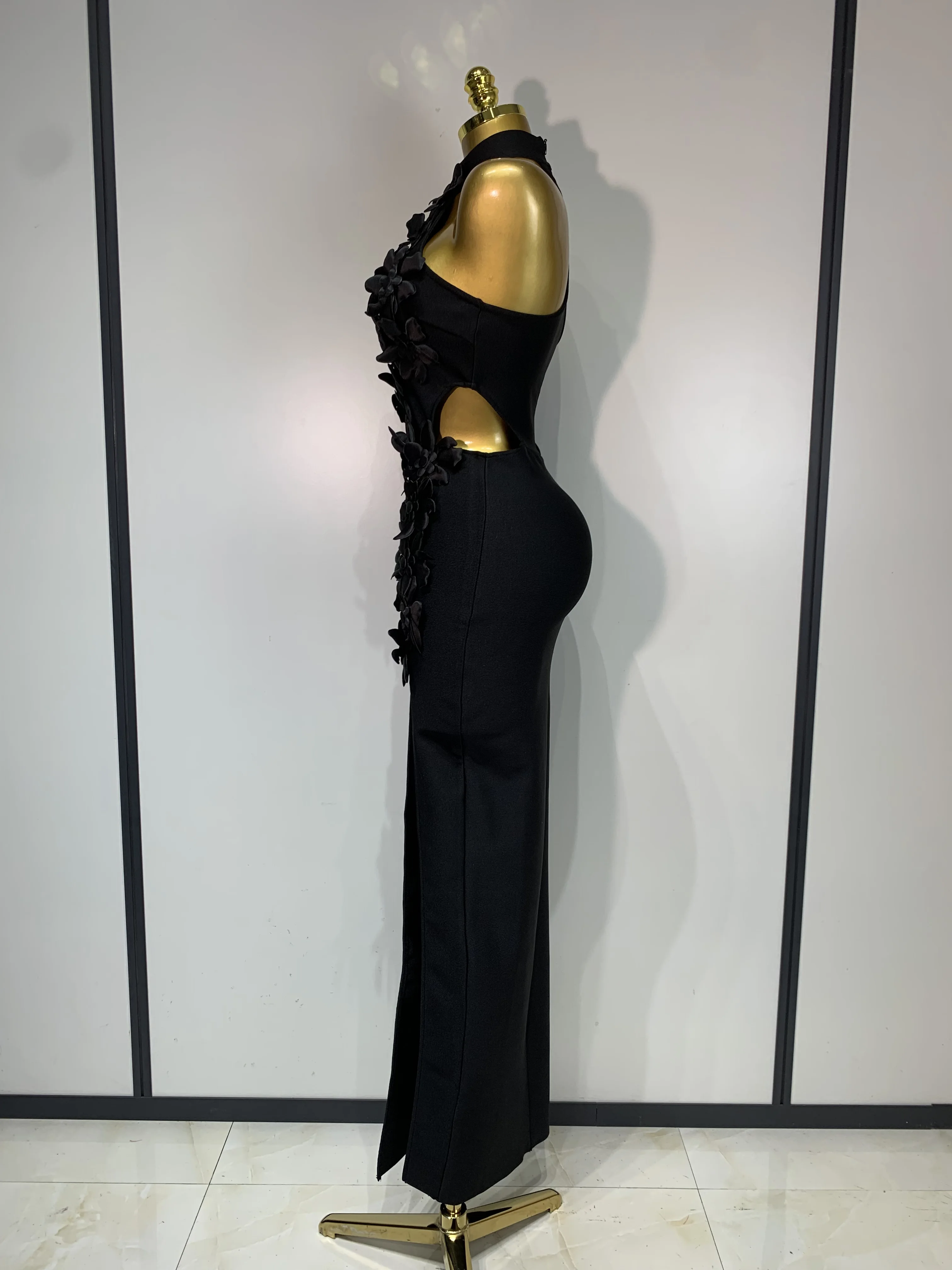 Women Sexy Sleeveless Flower Hollow Out Evening Party Bandage Dresses Red Knitted Bodycon Birthday Wedding Guest Clothing