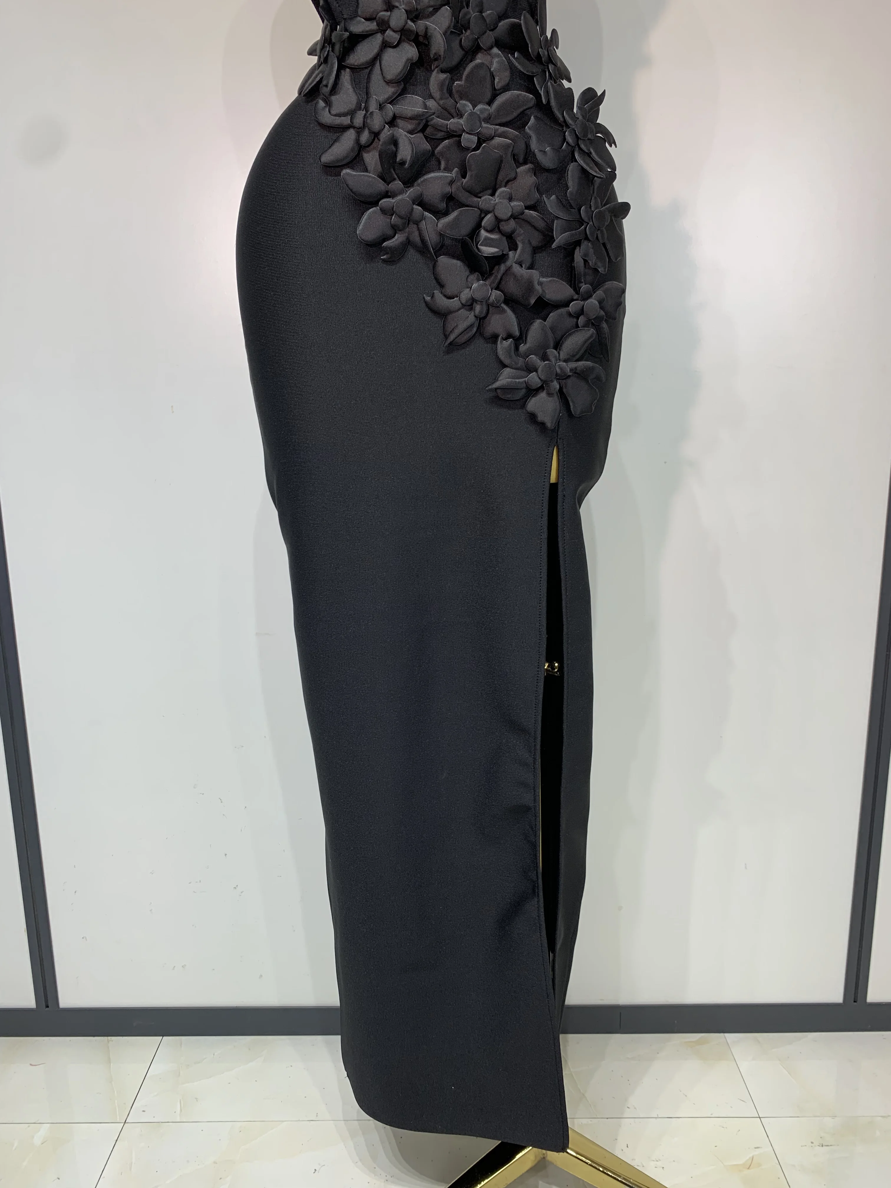 Women Sexy Sleeveless Flower Hollow Out Evening Party Bandage Dresses Red Knitted Bodycon Birthday Wedding Guest Clothing