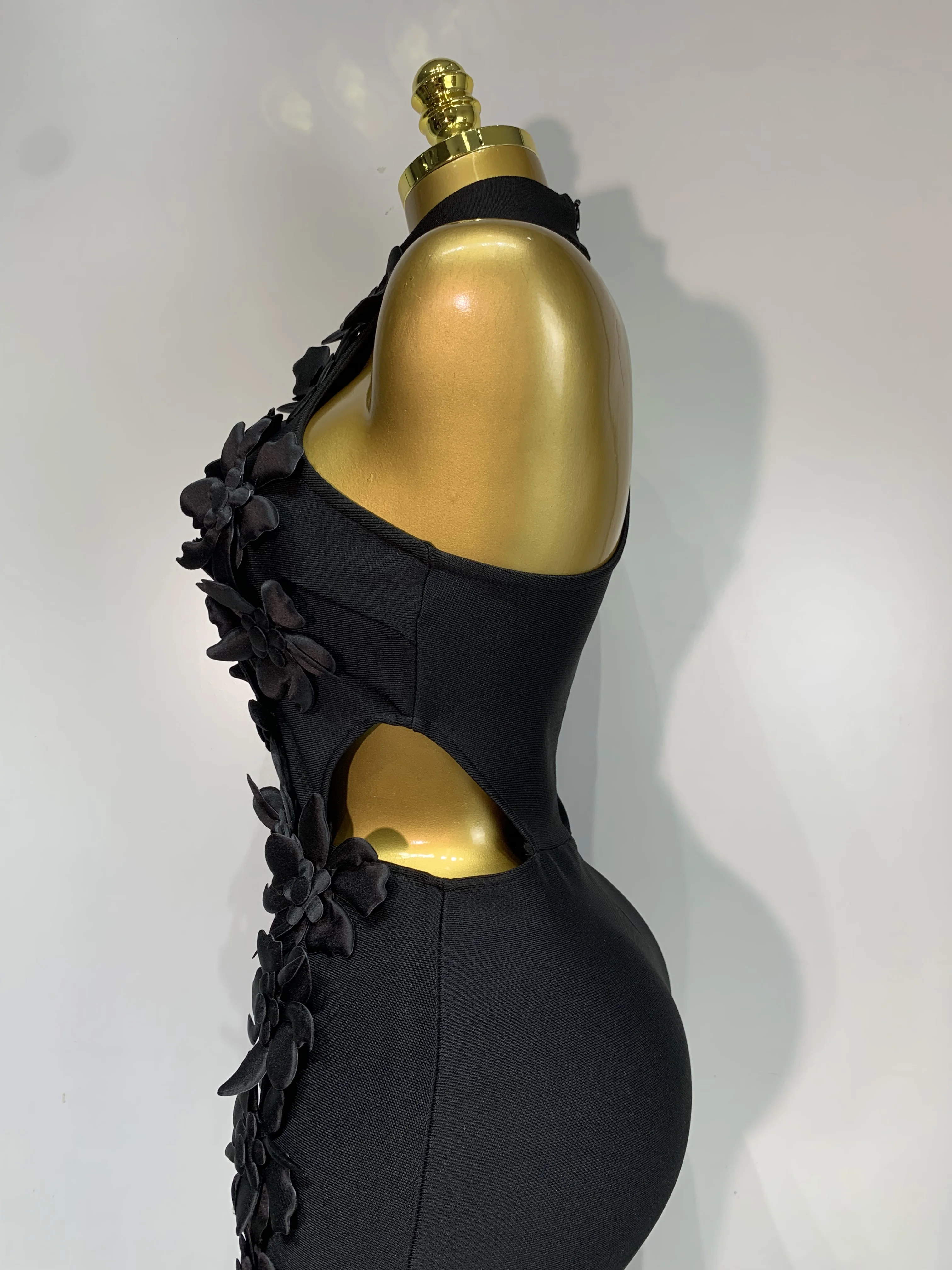 Women Sexy Sleeveless Flower Hollow Out Evening Party Bandage Dresses Red Knitted Bodycon Birthday Wedding Guest Clothing