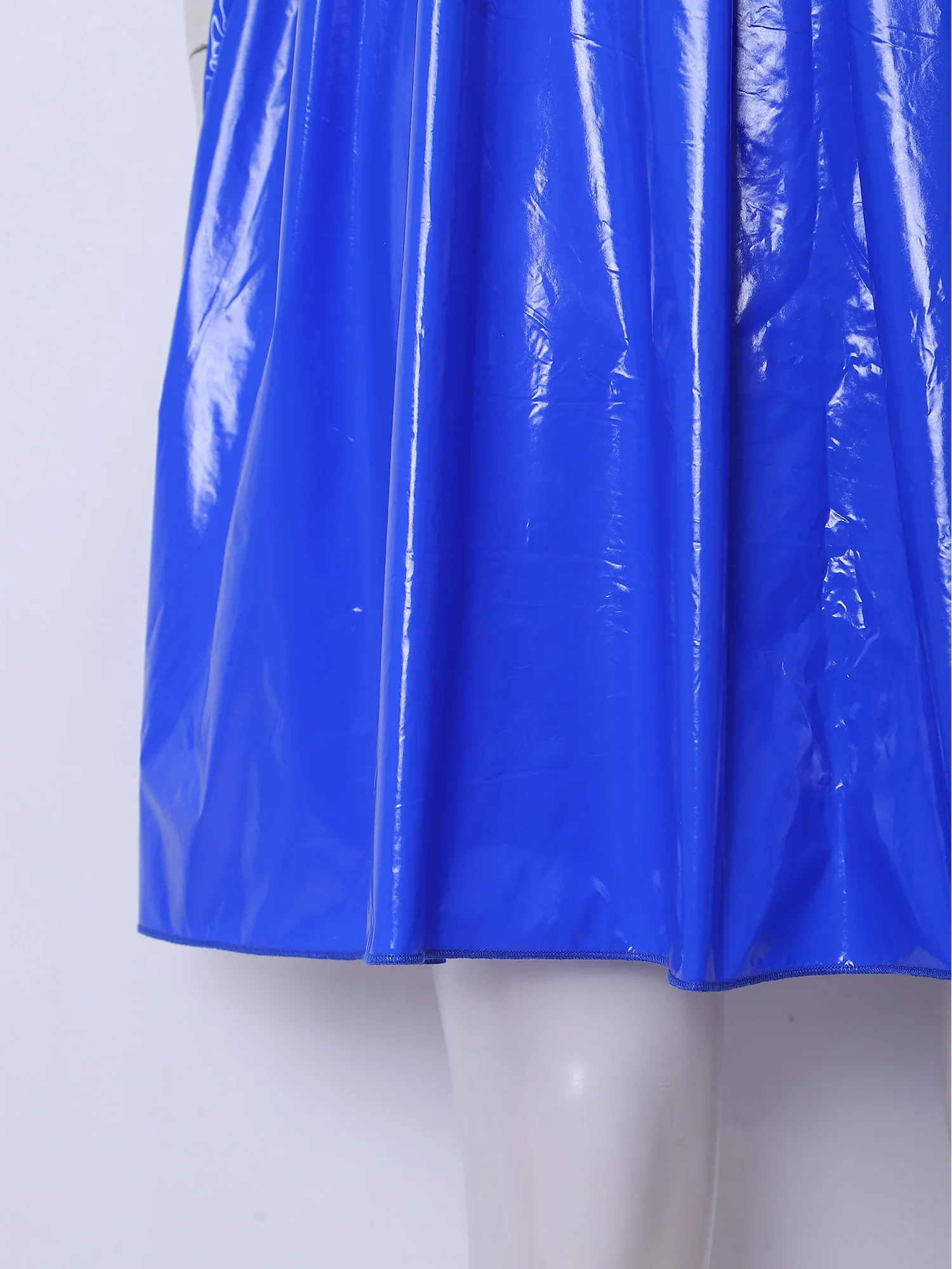 Womens Waterproof Vinyl Sleep Dress Puff Short Sleeve Empire Waist Lapel Dress Nightgown for Regency Victorian Cosplay Party
