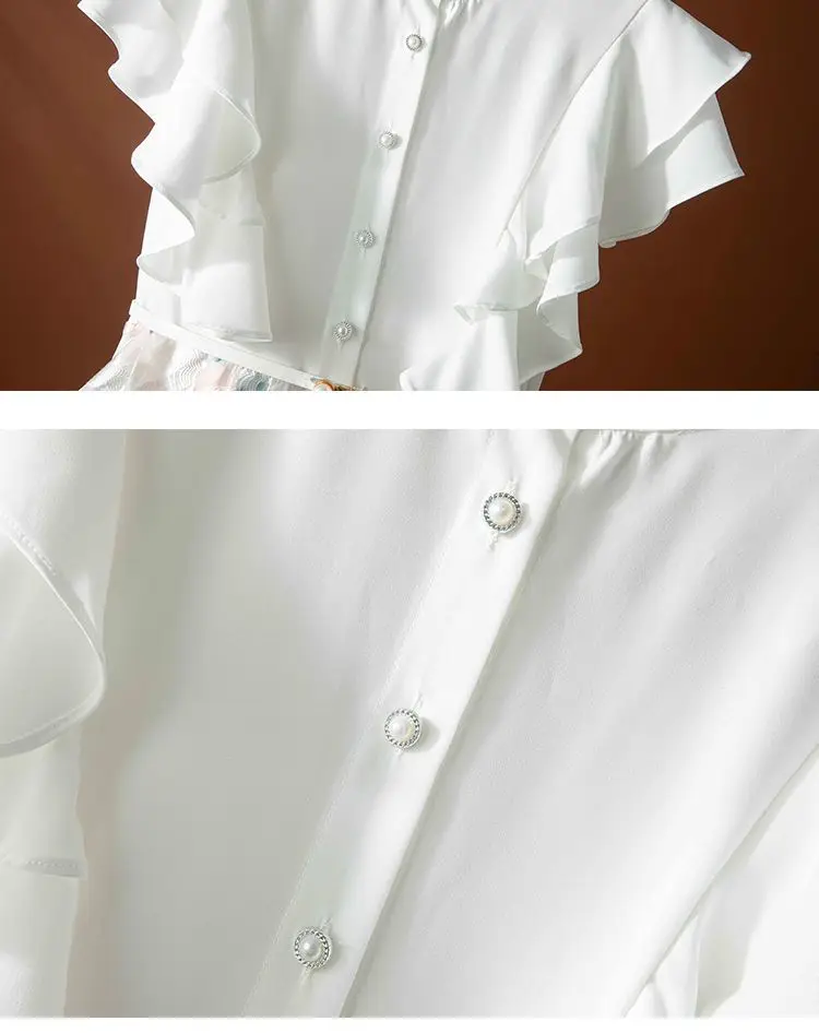 French Fashion Luxury Tulle Dress Female Summer New High-Grade Sense Stitching Embroidery Temperament Lotus Leaf Sleeve Skirt