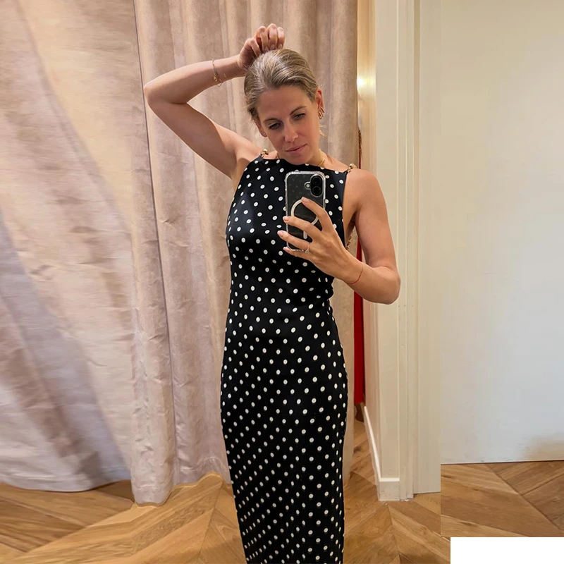 Vintage Beads Backless Black Women's Summer Dress Square Collar Sleeveless Beach Sling Sundress 2026 Lady Holiday Party Robes
