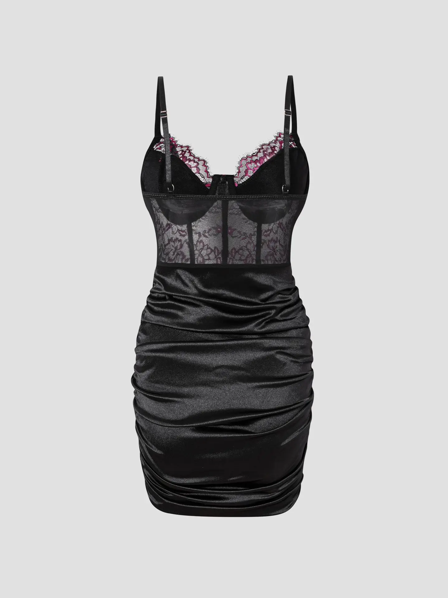 Hot Girls Slim Spaghetti Strap Mini Dresses Women Sexy See Through Flower Lace Fold Package Hip Bodycon Short Dress Club Vestido