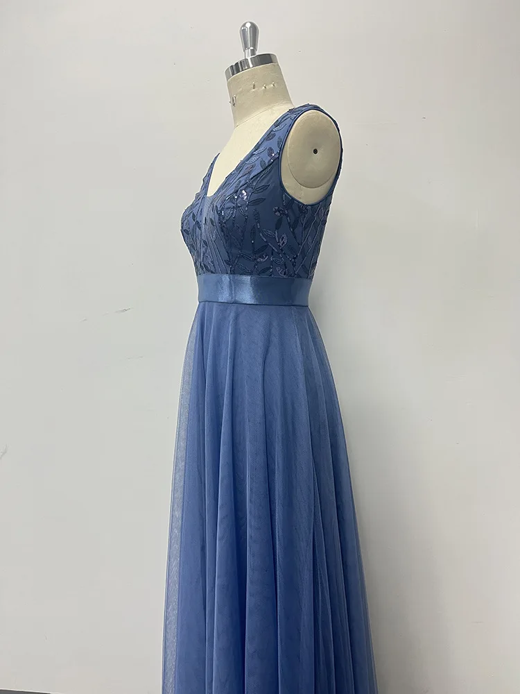 HBLL Sexy Prom Bridesmaid Dresses for Women Elegant Mesh Birthday Evening Party Dress Woman Maxi Sequin Summer Dress Vestidos