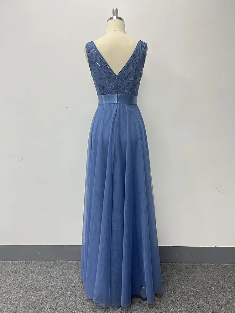 HBLL Sexy Prom Bridesmaid Dresses for Women Elegant Mesh Birthday Evening Party Dress Woman Maxi Sequin Summer Dress Vestidos