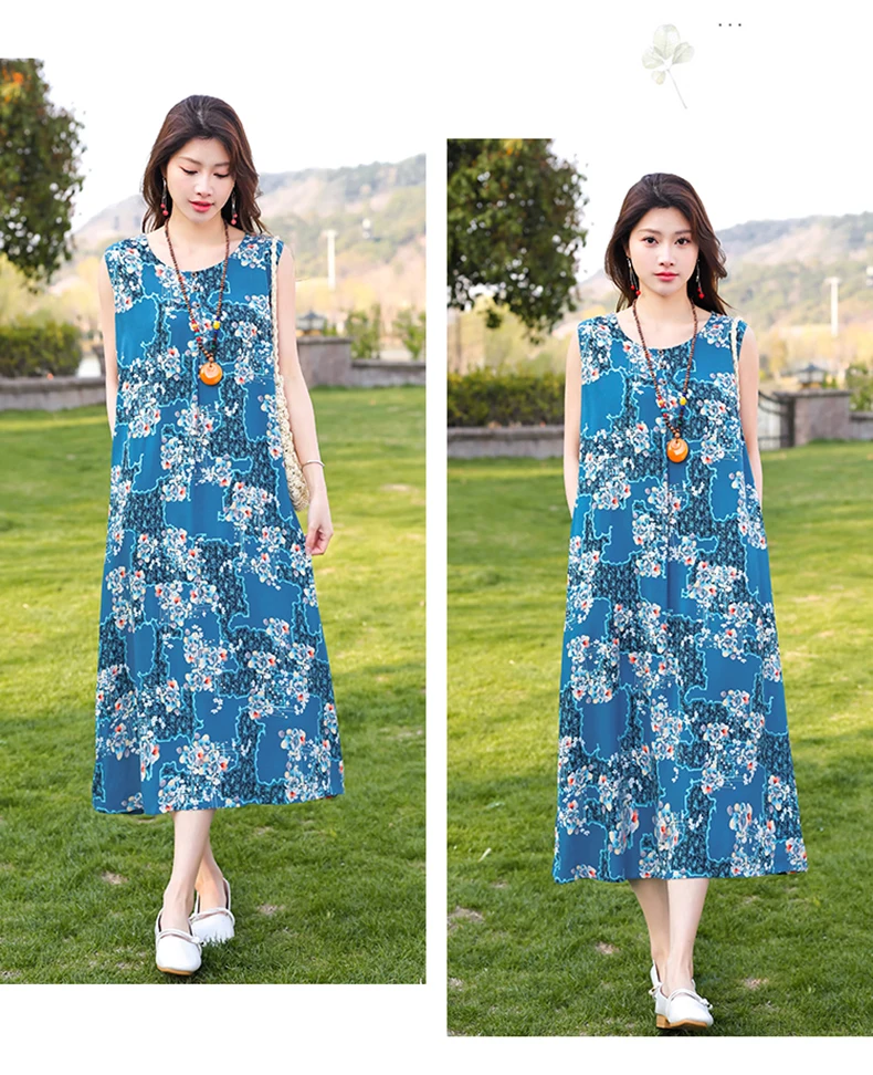 New Fashion Casual Style 2026 Summer Dresses For Women V-neck Cotton Robe Femme Vintage A-line Solid Dress Women Clothing