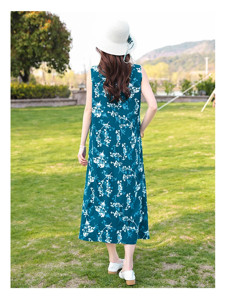 New Fashion Casual Style 2026 Summer Dresses For Women V-neck Cotton Robe Femme Vintage A-line Solid Dress Women Clothing