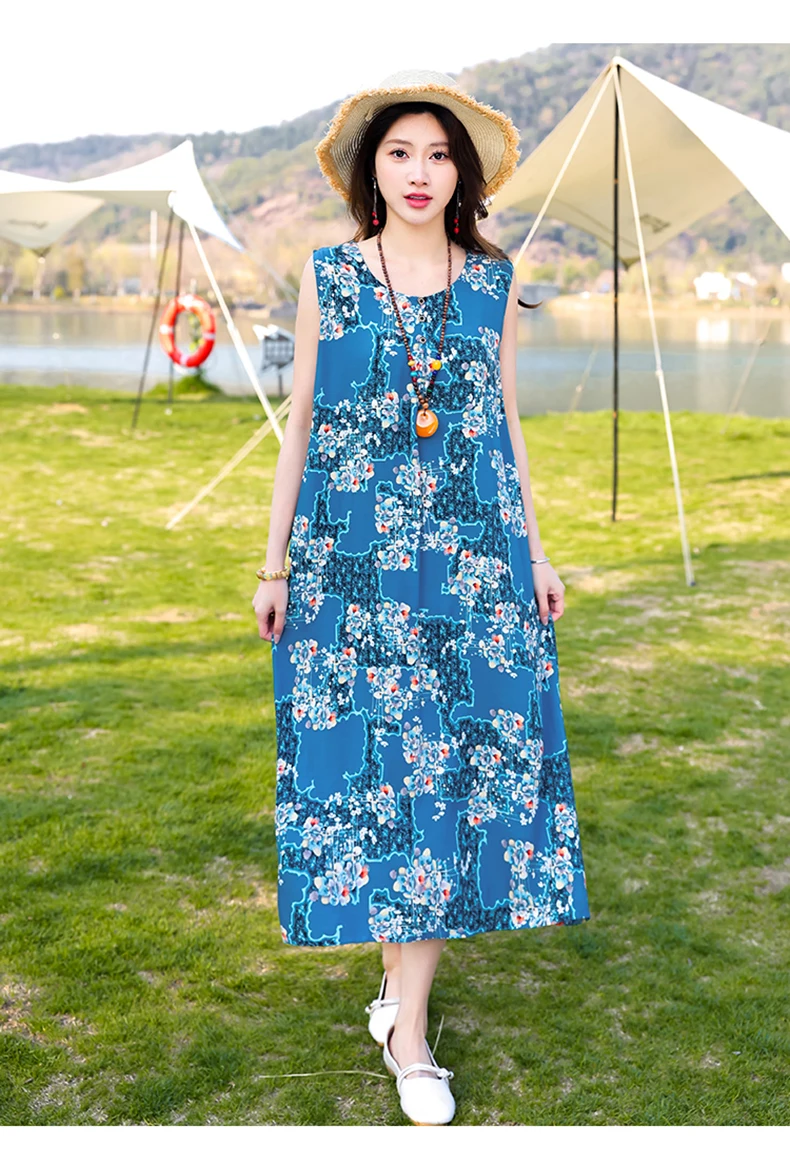 New Fashion Casual Style 2026 Summer Dresses For Women V-neck Cotton Robe Femme Vintage A-line Solid Dress Women Clothing