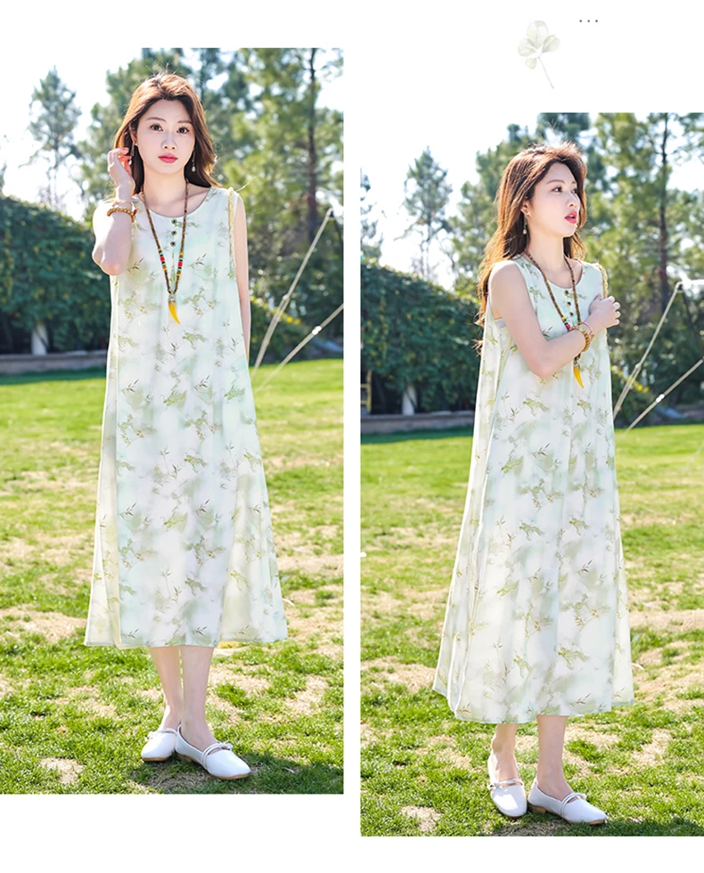 New Fashion Casual Style 2026 Summer Dresses For Women V-neck Cotton Robe Femme Vintage A-line Solid Dress Women Clothing
