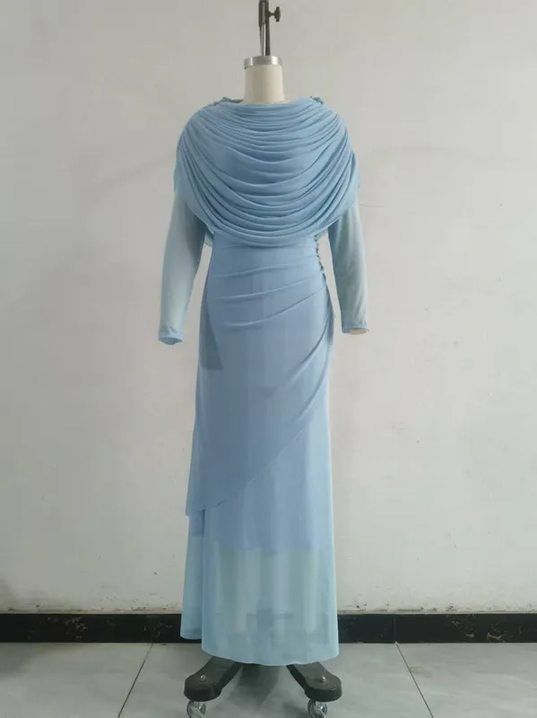 CM.YAYA Women O-neck Pile Collar Long Sleeve Ruched Maxi Long Dress 2026 Spring Sexy Cocktail Birthday Holiday Party Dresses