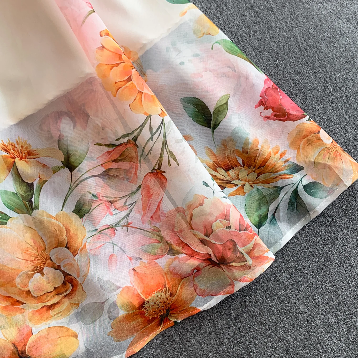 Elegant Print Flower Bandage Dress Women's Notched V-Neck Long Lantern Sleeve Waist-cinching Belt Maxi Vestidos Holiday