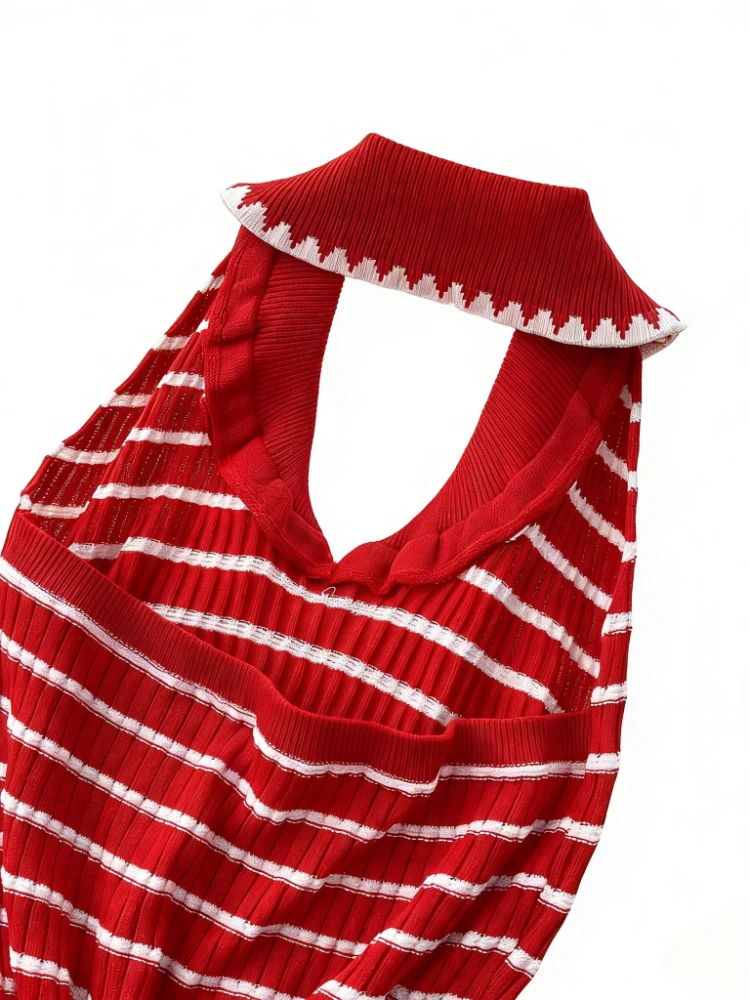 Women Halter Sexy Knit Mini Dress Blackless Slim Summer Spaghetti Strap Sundress Casual Party Bodycon Elastic Short Dress Outfit