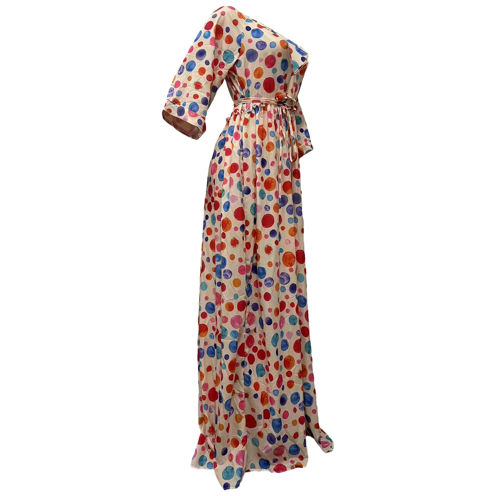 Long Dress Women Dresses A Line Vestidos Y2k Streetwear V Neck Full Sleeve Print Dot Elegant Party Night Work High Waist 2026