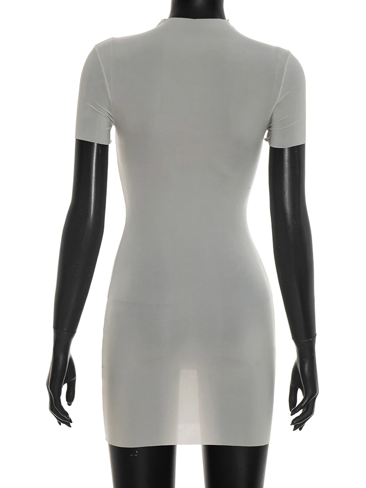 Weird Puss Wild See Through Dress Women Hottie Fashion Short Sleeve Stretch Skinny Coquette Midnight Street Party Club Bodycon