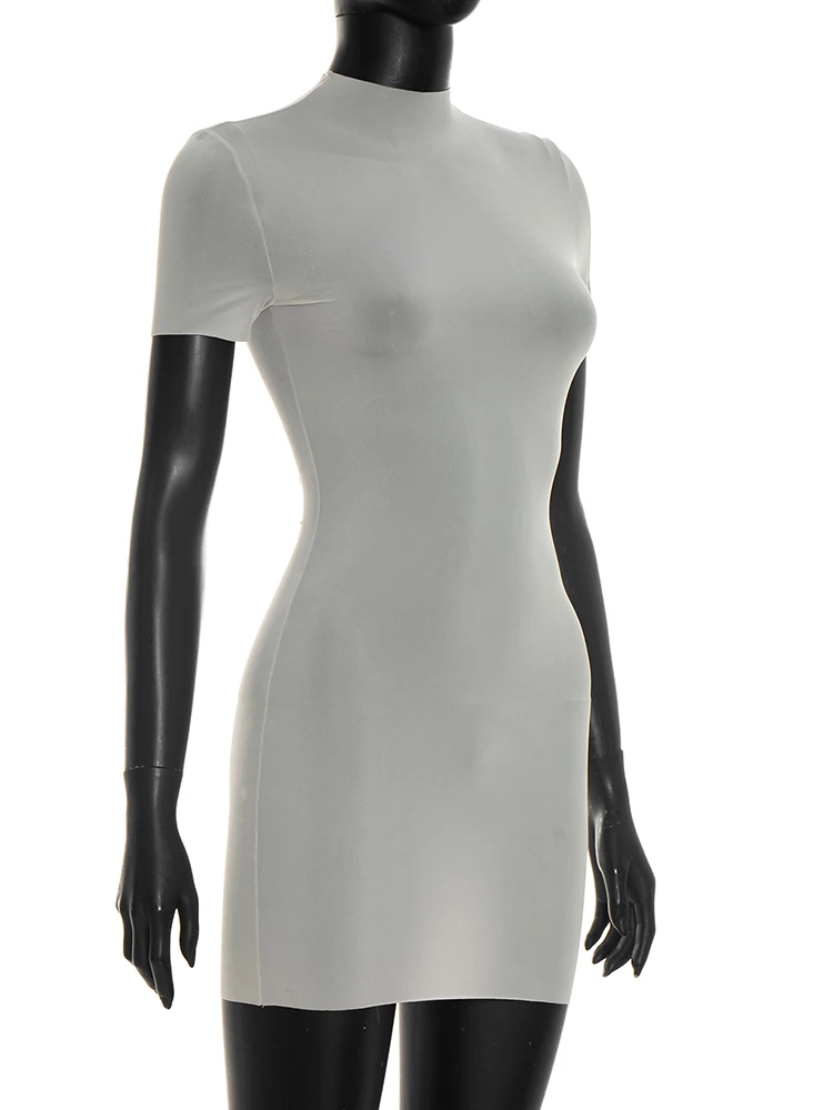 Weird Puss Wild See Through Dress Women Hottie Fashion Short Sleeve Stretch Skinny Coquette Midnight Street Party Club Bodycon