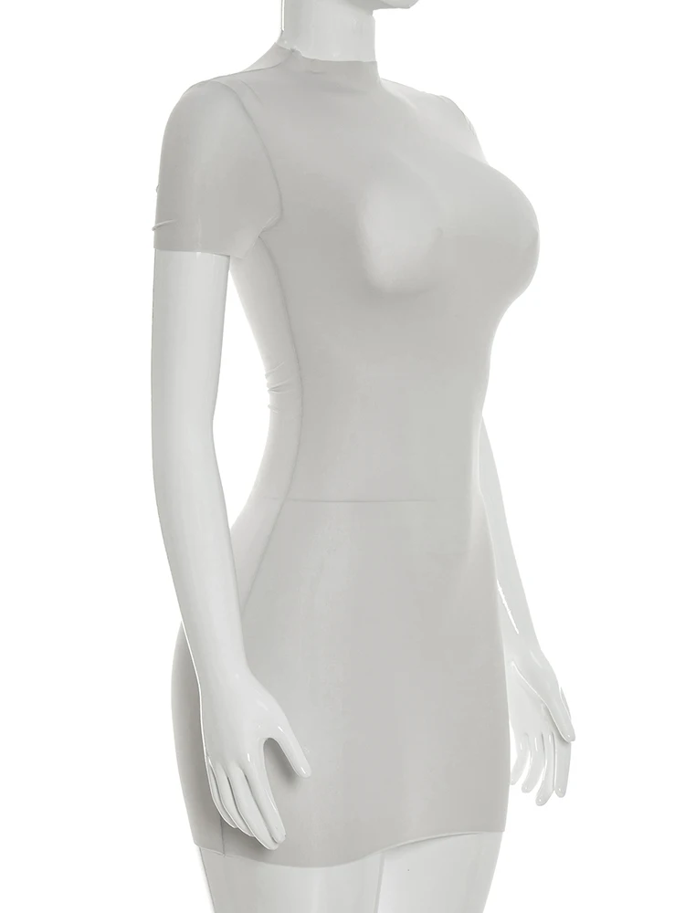 Weird Puss Wild See Through Dress Women Hottie Fashion Short Sleeve Stretch Skinny Coquette Midnight Street Party Club Bodycon