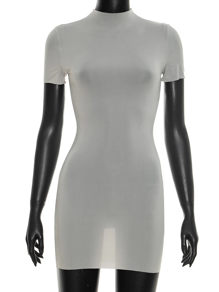 Weird Puss Wild See Through Dress Women Hottie Fashion Short Sleeve Stretch Skinny Coquette Midnight Street Party Club Bodycon