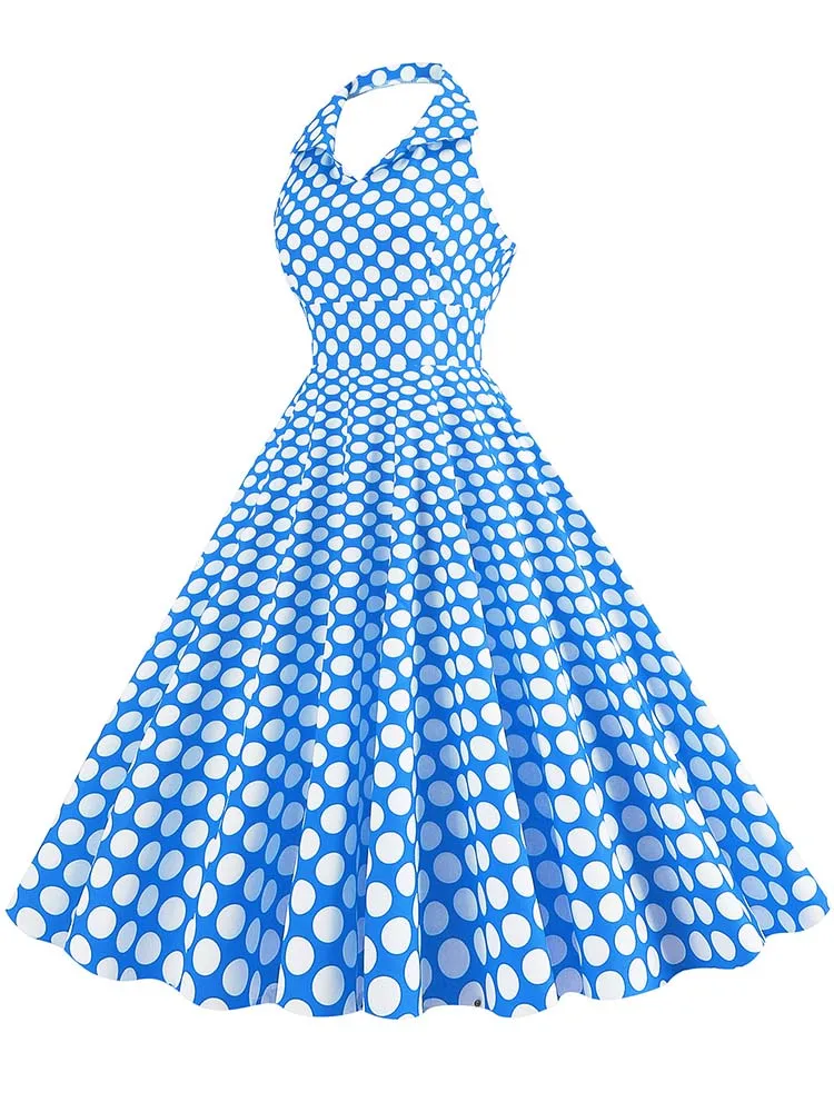 Hepburn Summer Dress Women Plaid Vintage Halter Robe Housewife Retro 50s 60s Midi Dresses Vestidos