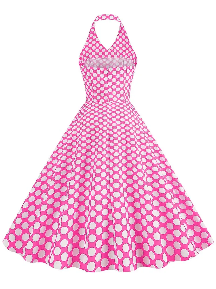 Hepburn Summer Dress Women Plaid Vintage Halter Robe Housewife Retro 50s 60s Midi Dresses Vestidos