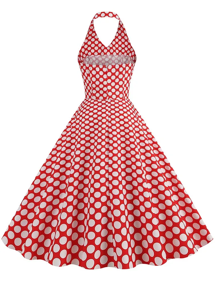 Hepburn Summer Dress Women Plaid Vintage Halter Robe Housewife Retro 50s 60s Midi Dresses Vestidos