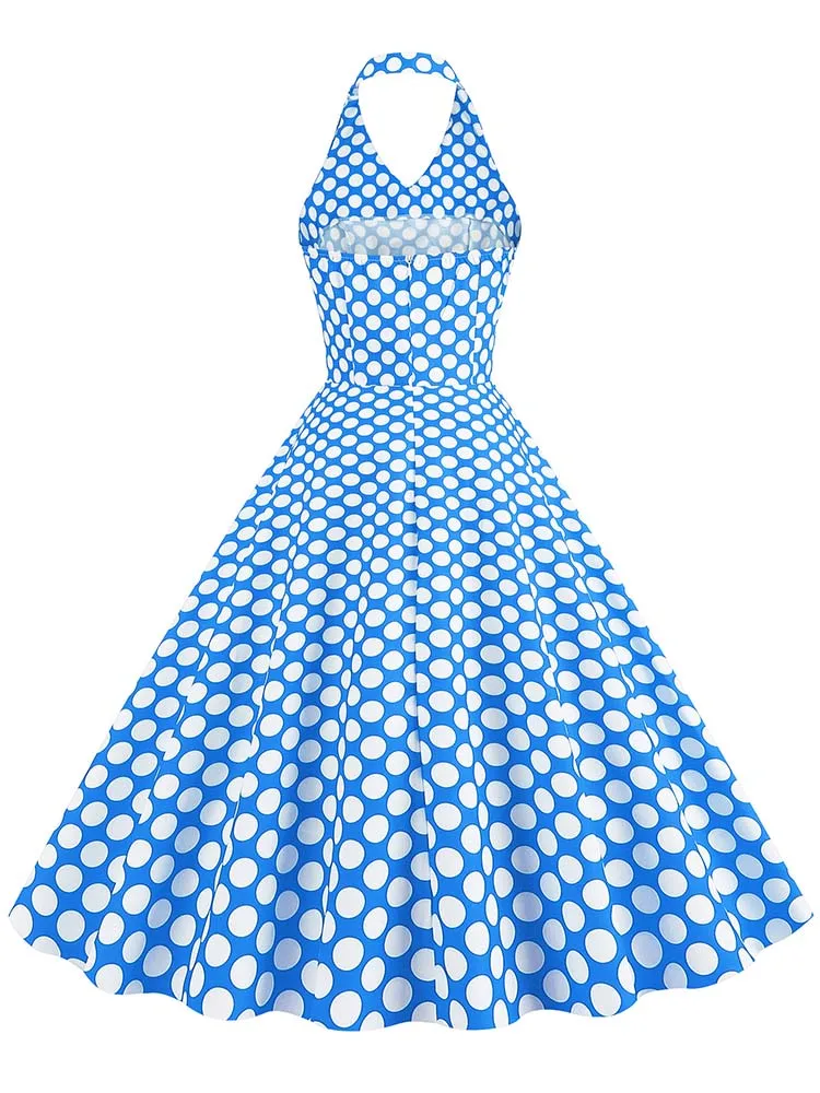 Hepburn Summer Dress Women Plaid Vintage Halter Robe Housewife Retro 50s 60s Midi Dresses Vestidos
